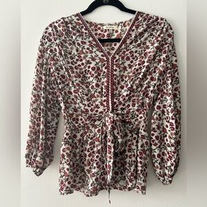 Max Studio  Women's Crepe 3/4 Sleeve Tie Front Blouse Size XS